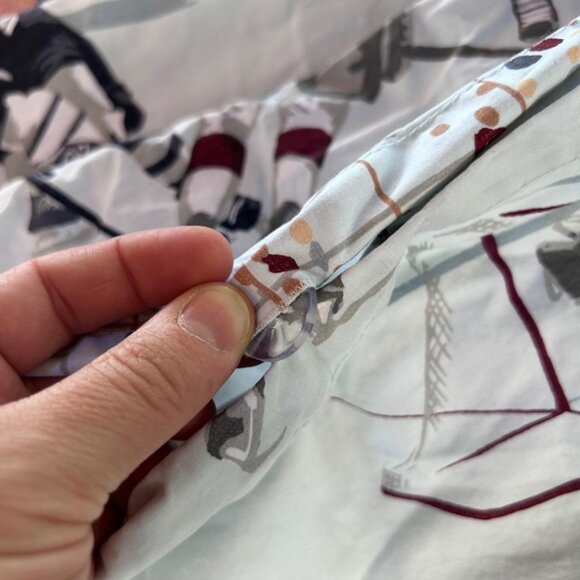 Pottery Barn Kids Organic Cotton Baseball Duvet Cover Twin "Vintage Hockey" - Picture 3 of 5